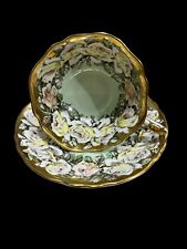 Paragon Porcelain Cup & Saucer Rose Garland  Pastel Mint Green