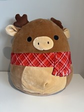 Ruby the Reindeer Moose Retired  Squishmallow Red Tartan Scarf Christmas 12”