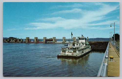 Postcard tow boat with barges - tow,