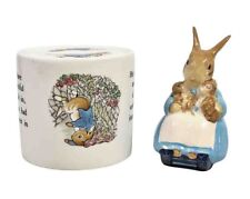 Peter Rabbit Wedgwood Money Box + Mrs Rabbit & Bunnies Figurine Royal Albert