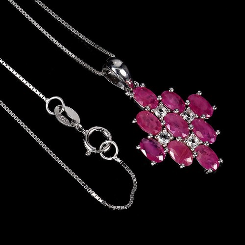 Silver pendant ruby genuine - pendant,