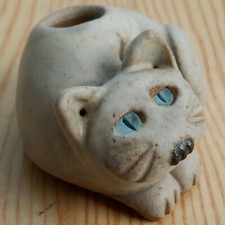 Pottery Cat Pen Holder Desktop Tidy Small Kitten Ceramic 2.5 cm Height