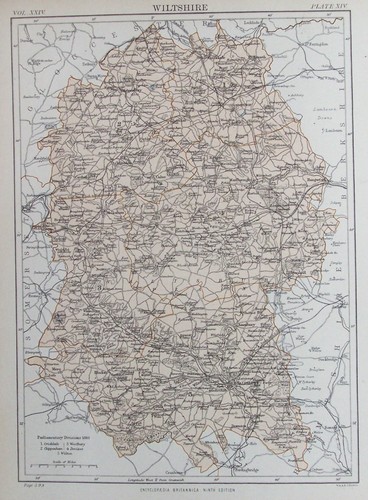 Old antique map - map, wiltshire