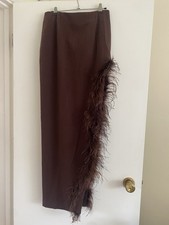 Melrose Haus Maxi Feather Skirt - Small - Chocolate