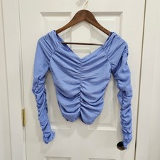 Elodie Blue Ruched Long Sleeve