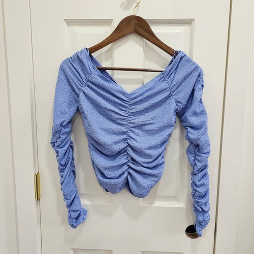 Elodie blue ruched long - ruched, sleeve
