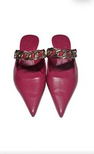 BNWT ZARA Pink Kitten Heel Mules with Metal Chain Detail Size 4/37