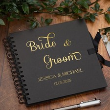 Personalised Bride & Groom Guest Book, Custom Elegant Scrapbook Keepsake Album