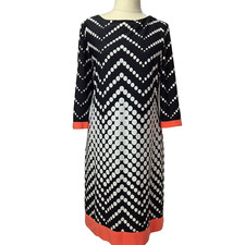 Sandra Darren Dress Womens Size 10 Black Polka Dot Shift Stretch Knee Length