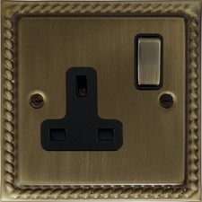 Georgian Antique Brass Sockets, Switches, Dimmers, Electrical Accessories