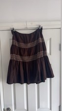 Y2K Brown Lace Trim Midi Skirt