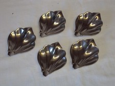Vintage Set of 5 x Chrome Plate Individual Leaf Shape Butter Pats