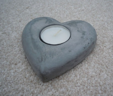 Concrete Heart  Tea Light Holder Matt Grey