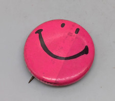 Pink Smiley Face Button Badge