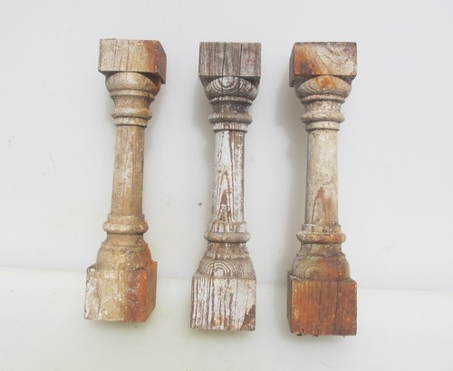 Antique wooden turned columns - turned,