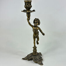 Vintage Italian Ornate Gold Colour Cherub Putti Candlestick Single Candle Holder