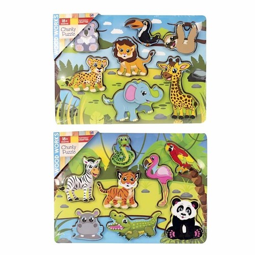 Chunky animals wooden jigsaw - wooden,