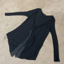 Coast Black Fine Knit 91% Viscose Waterfall Front Cardigan With Silk Trim Small