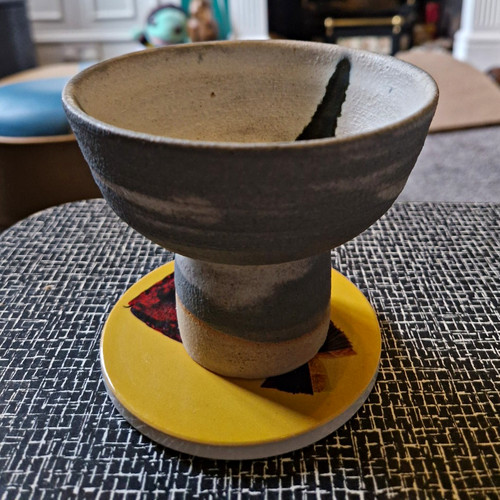 Handmade ceramic pedestal bowl - ceramic,