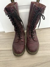 Dr. Martens 9733 Double Zip Cherry Red Leather Boots Size 3 Rare Vintage