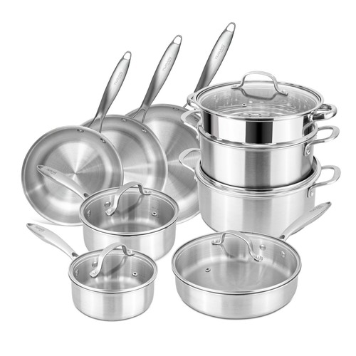 Stainless steel cookware set - steel,