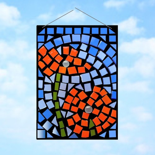 Poppy stained glass mosaic sun - glass,