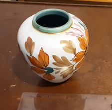 Vintage Flora Gouda Holland Hand Painted Ceramic Vase