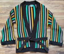 Vintage Knitted Striped cardigan Delamare Sz S/M (see Measurements) Made In UK