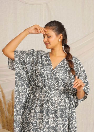 Floral cotton kaftan - cotton,