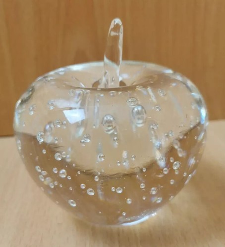 Apple clear glass paperweight - apple,