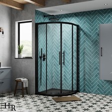 Hudson Reed Apex 900mm Matt Black Quadrant Shower Enclosure Toughened 8mm Glass