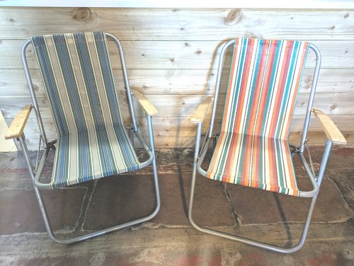 Two vintage garden deck chairs - garden,