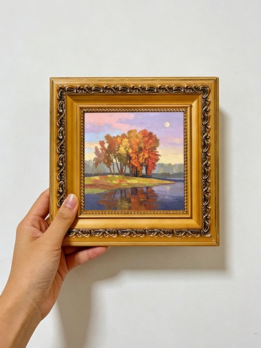 Autumn trees reflected - trees, calm