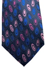 VAN BUCK Navy & Blue, Pink Circles Pattern 100% Pure Silk Tie Men's Brand New