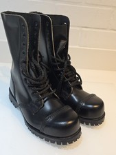 NEW Vintage UNDERGROUND England Commando Leather Steel Toe Boots UK 4