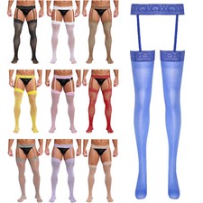UK Mens Stockings Costumes Pantyhose Socks Tights Hold-ups Lace Nightwear Garter