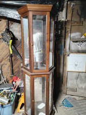 Antique Brown Wood Glass Curio