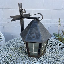 Vintage Iron Garden Wall Lantern  Lamp Glass Lighting  Porch 13 1/2” CPhotos