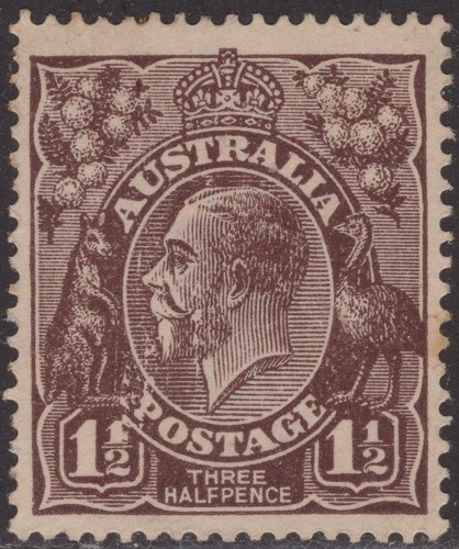 Australia kgv black brown - australia, 1½d