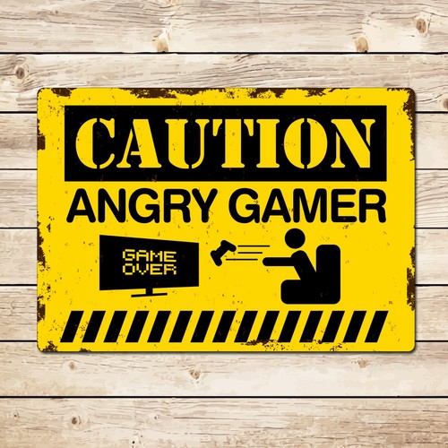 Caution angry gamer bedroom - caution,