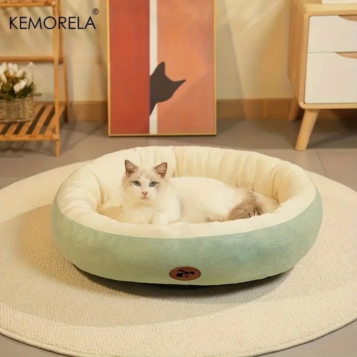 Plush oval pet bed - pet, cats