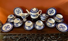 Full Spode Blue & White 21 Piece Tea Set for 6 People. Fitzhugh pattern .
