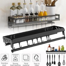Kitchen Hook Rack Wall Mounted Utensil Rack Kitchen Shelf Organiser Spice Racks