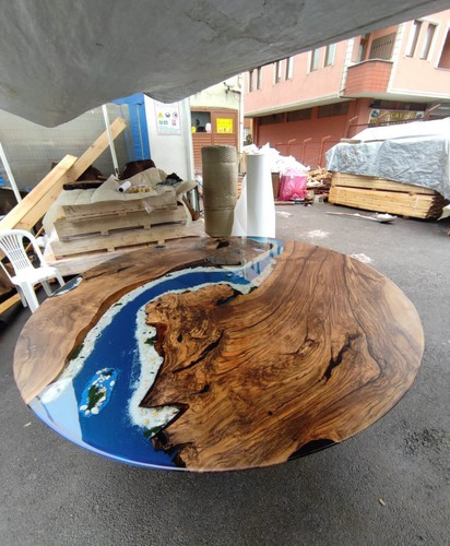 Round dining table walnut wood - table,