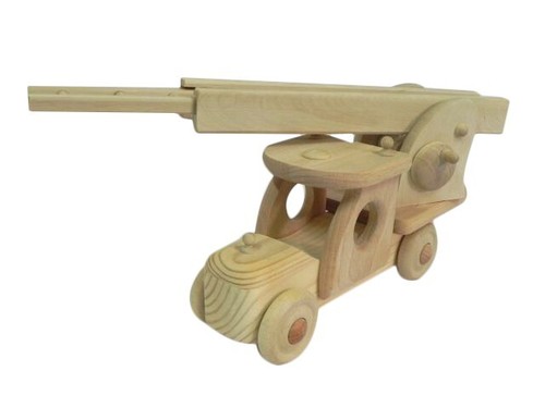 Wooden firetruck toy - toy, fireman