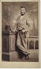 CDV STYLISH GENTLEMAN IN CHECK SUIT WITH BOWLER HAT BY E. THOMAS OF CHIPPENHAM