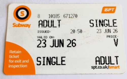 Glasgow subway spt single - subway,