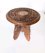 Vintage Carved Wood Side Table