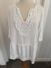 LADIES PRIMARK ATMOSPHERE WHITE BEACH COVERUP SIZE MEDIUM