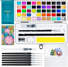 Watercolour Paint Set, 50 Vivid Colors in Portable Box, Art Supplies for Adults